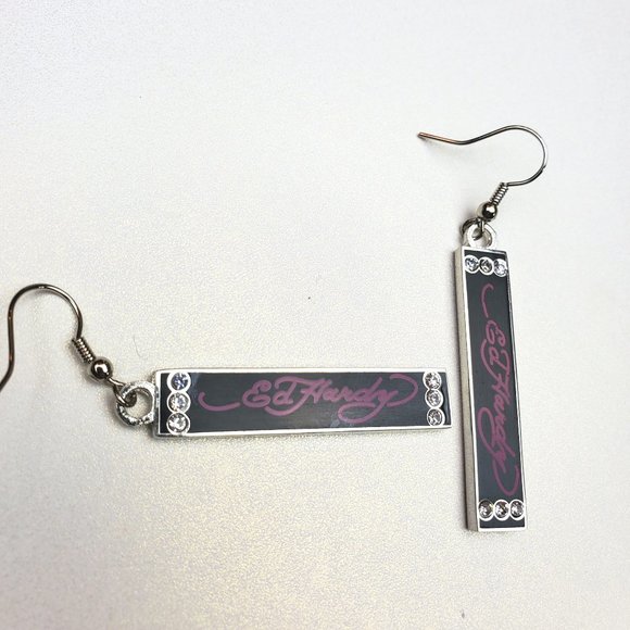 ED HARDY VINTAGE Style Earrings /Ed Hardy Logo Hoop Earrings - Picture 2 of 7